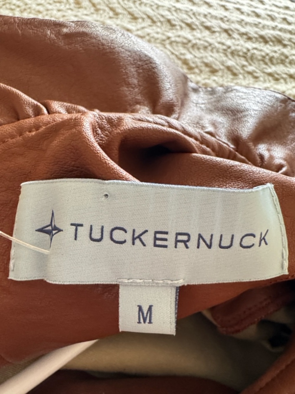 Tuckernuck Faye Faux Leather Blouse in Cognac - Picture 6 of 8